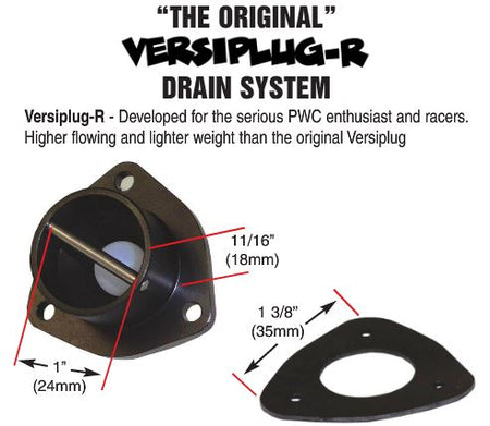 VERSIPLUG -R DRAIN PLUG - BLACK ANODIZED - RACING DRAIN PLUG - Uses The Factory Kawasaki Flange but also is universal